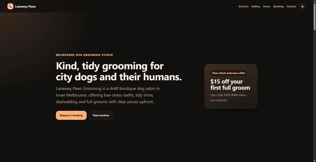 Laneway Paws, its public site